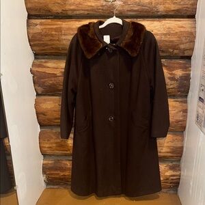 🤎Vintage Jo Moor Wool Union Made Fur Collar Coat